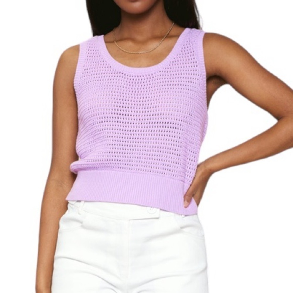 Skies Are Blue Lilac Sleeveless Crochet Knit Cropped Tank Top